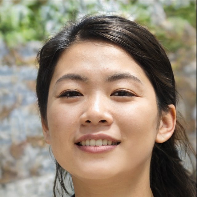 Portrait of Mei Tanaka, smiling outdoors
